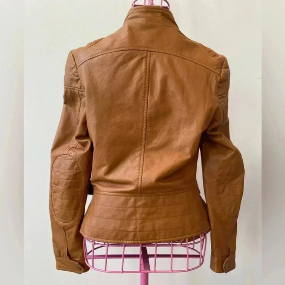 Kenna-T Tan Leather Moto Jacket Women’s Size Small Biker Jacket - Picture 4 of 16